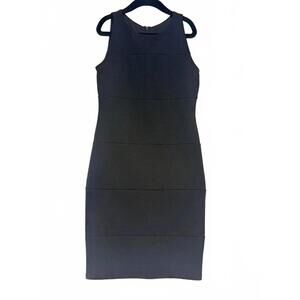 UDT Un Deux Trois Black Sleeveless Banded Panel Bodycon Sheath Dress Size 12